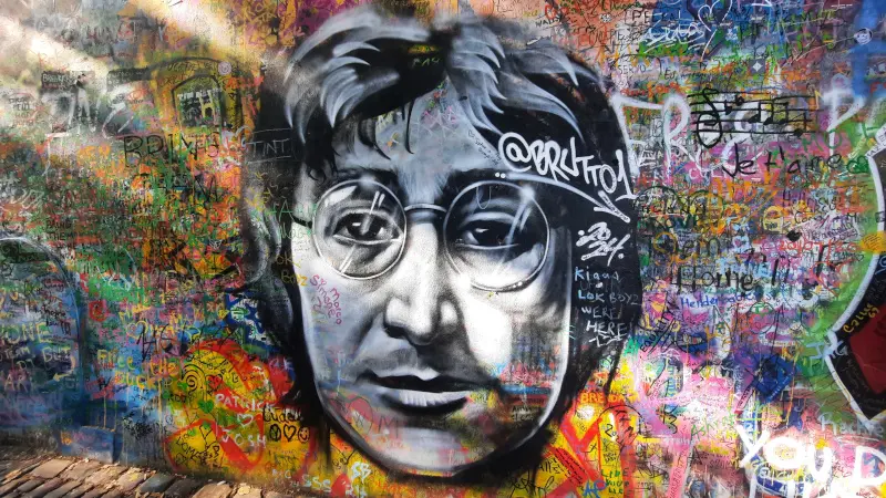 Invader作品 - 列侬墙附近像素拼贴 - 捷克街头